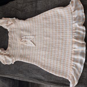 Chic Cream and Tan Ruffled Dress